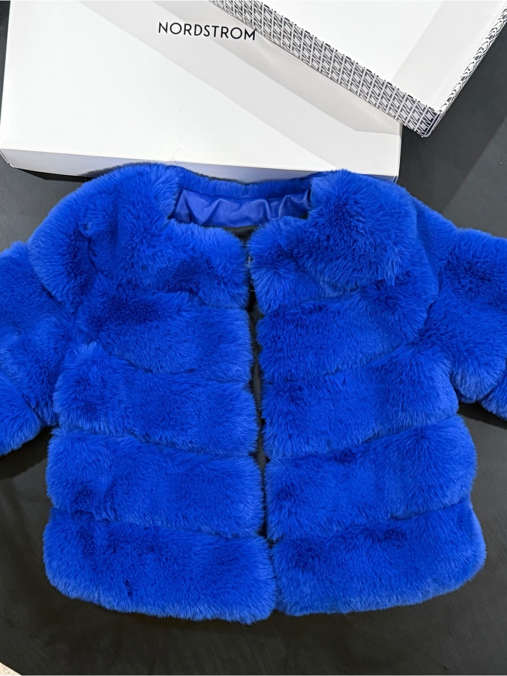 Nordstrom Kids Faux Fur Pea Coat in Royal Blue